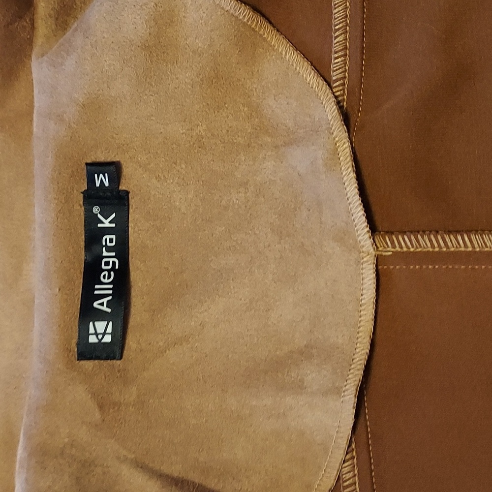 Tan Beige Faux Suede Moto Biker Jacket Size M - Picture 7 of 9